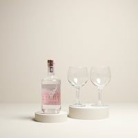 Chatsworth Small Batch Rose Pink Gin & Stag Glasses Gift Set