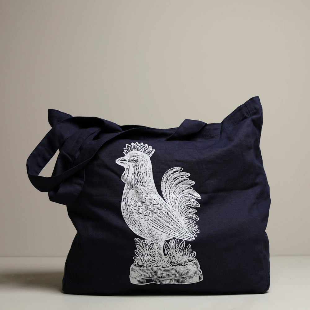 'From the Land' rooster tote bag -  navy