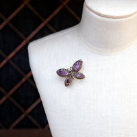 Sterling silver, Blue John and marcasite four stone butterfly brooch