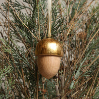 Mixed-Metal Gilded Acorn Decoration