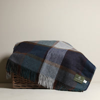 Merino Wool Windowpane Blue Throw