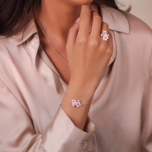 
                  
                    Silver, Pearl & Pink Sapphire Double Cherry Blossom Bracelet
                  
                