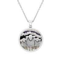 Sterling Silver Blue John Round Sheep Pendant