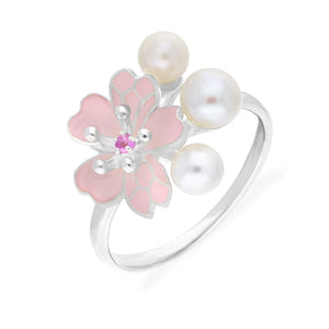 
                  
                    Silver, Pearl & Pink Sapphire Cherry Blossom Ring
                  
                