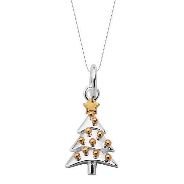 Sterling silver yellow gold plated Christmas tree pendant