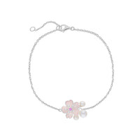 Silver, Pearl & Pink Sapphire Cherry Blossom Bracelet