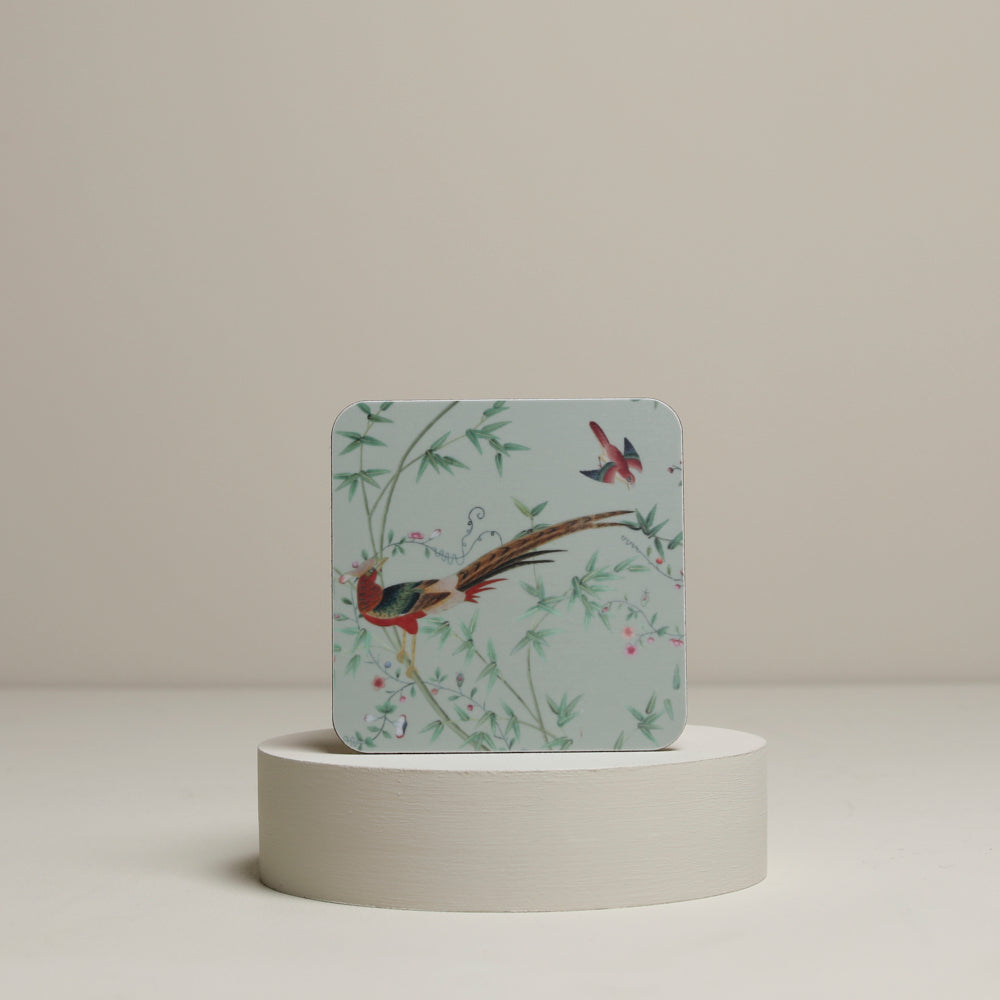 Chinese Wallpaper coaster - Leicester Blue birds – Chatsworth Shop