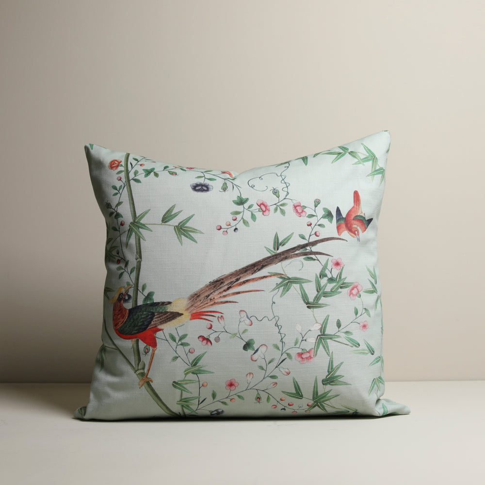 Chinese Wallpaper cushion - Leicester Blue birds