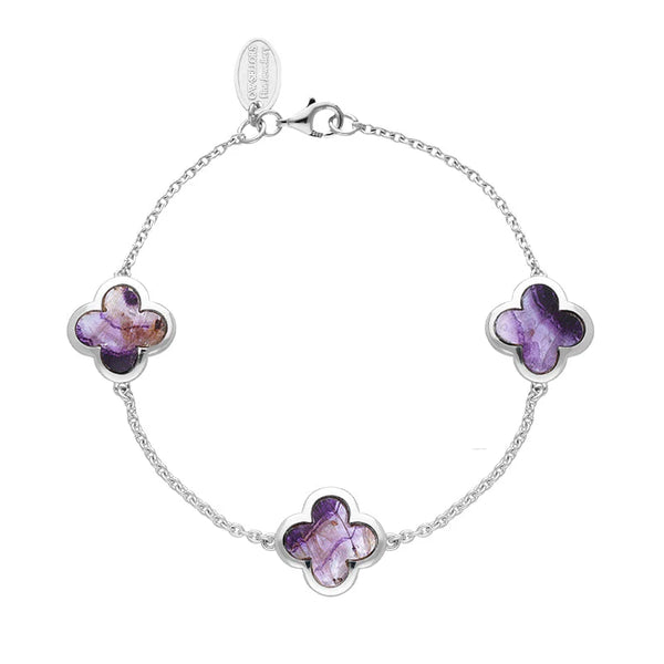 thumbnail image 2 of Sterling Silver Four Leave Clover Bracelet - Adjustable Clover Bracelet - Good Luck Bracelet 2 of 9