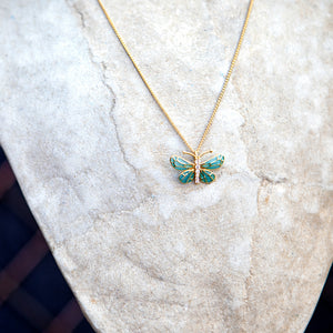 
                  
                    18ct yellow gold, diamond and enamel butterfly necklace
                  
                