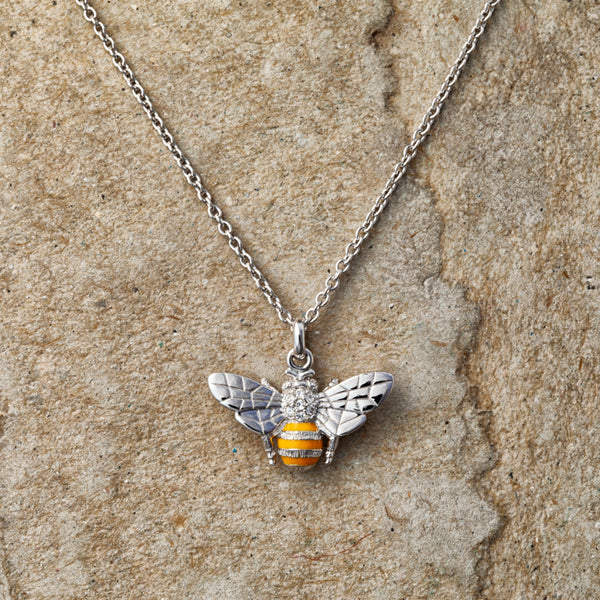 925 Sterling Silver Cute Bee Pendant Necklace, 16-18 Inch Chain – Fashion Jewelry Gift For Women