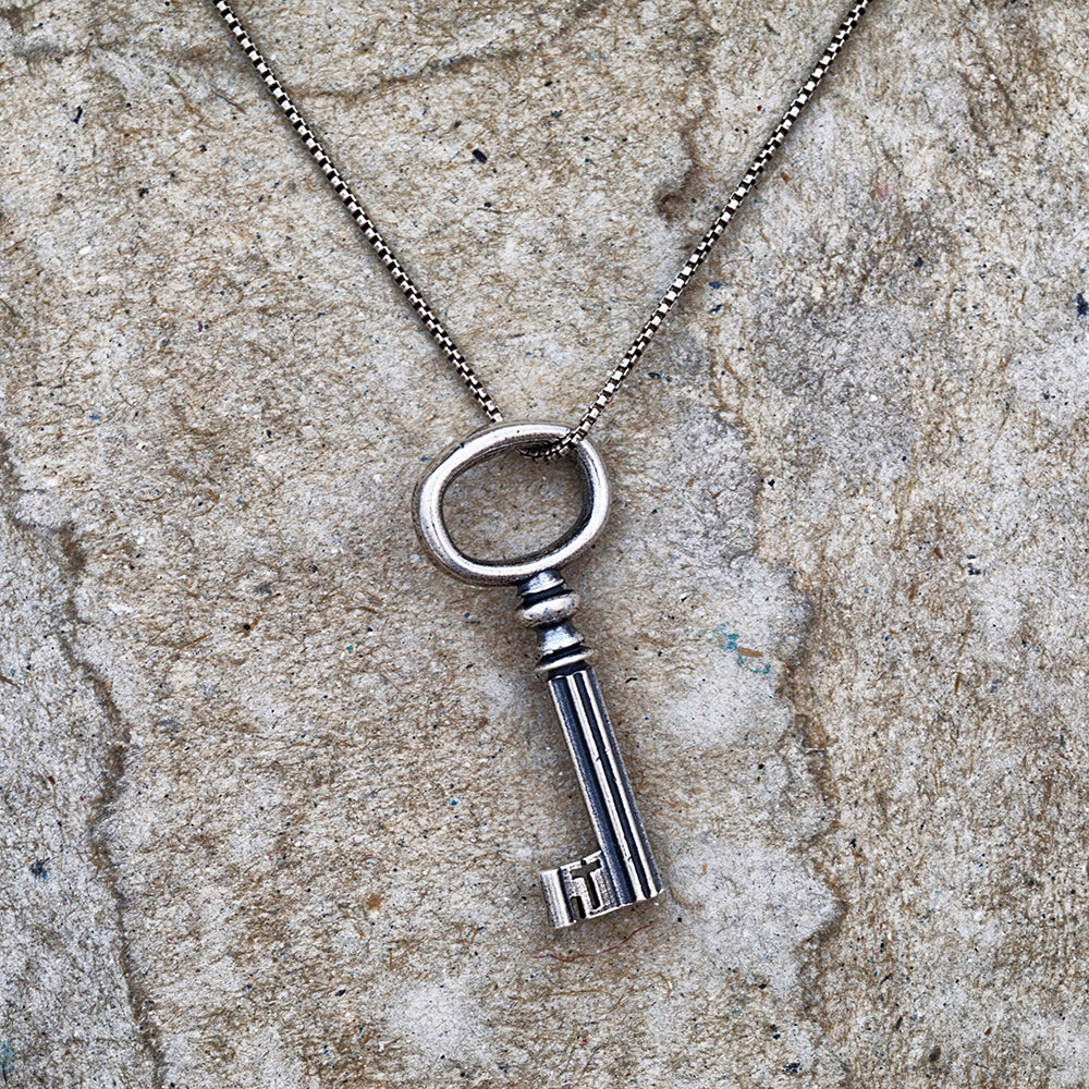 
                  
                    Sterling silver open key necklace
                  
                
