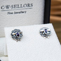 Sterling silver and Blue John sheep stud earrings