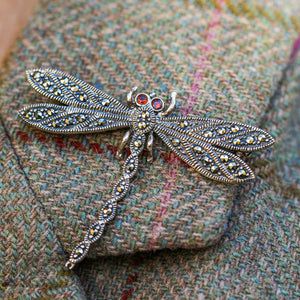 
                  
                    Sterling silver, marcasite and garnet dragonfly brooch
                  
                