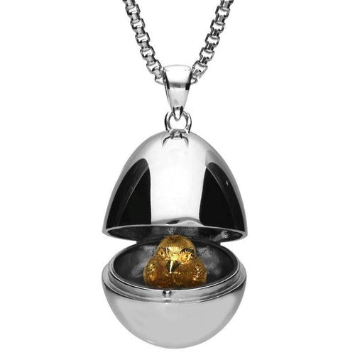 Sterling silver small Easter egg and chick necklace